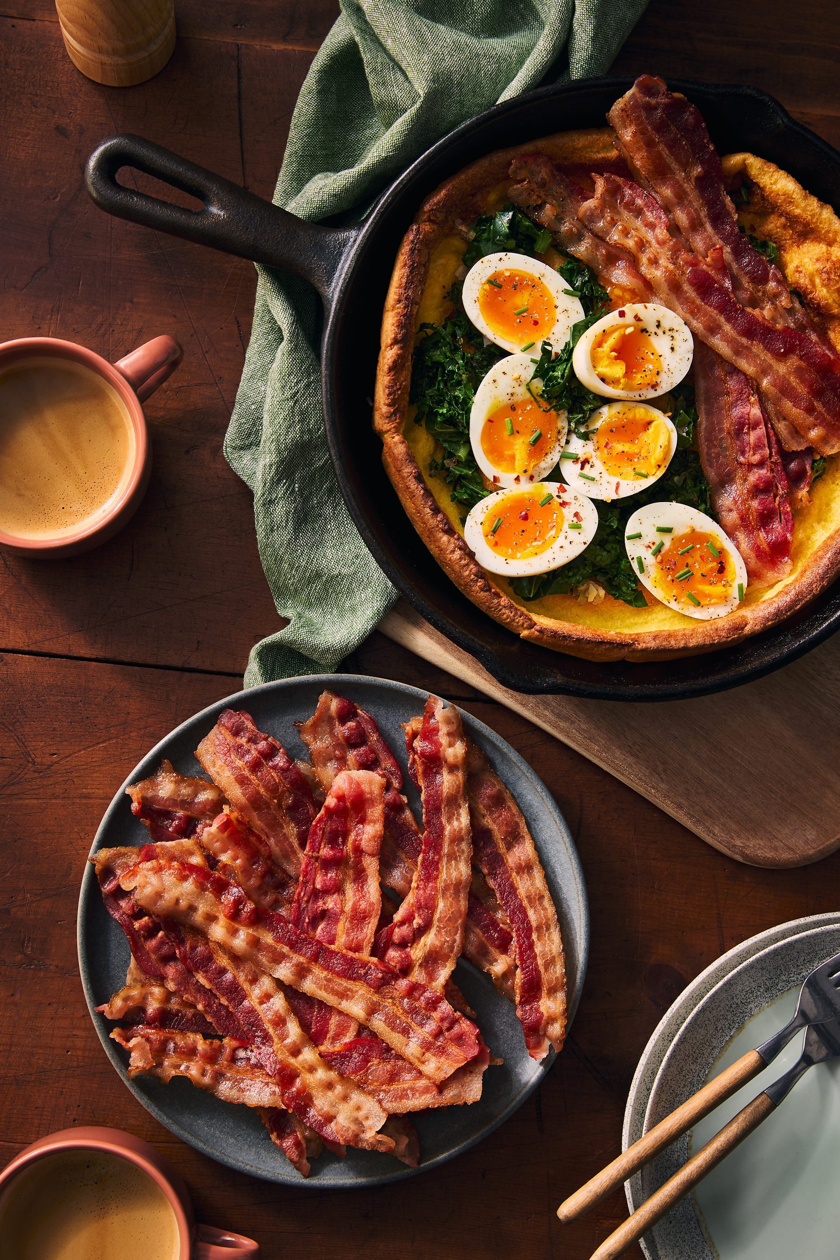 Crêpe soufflée au bacon et aux œufs