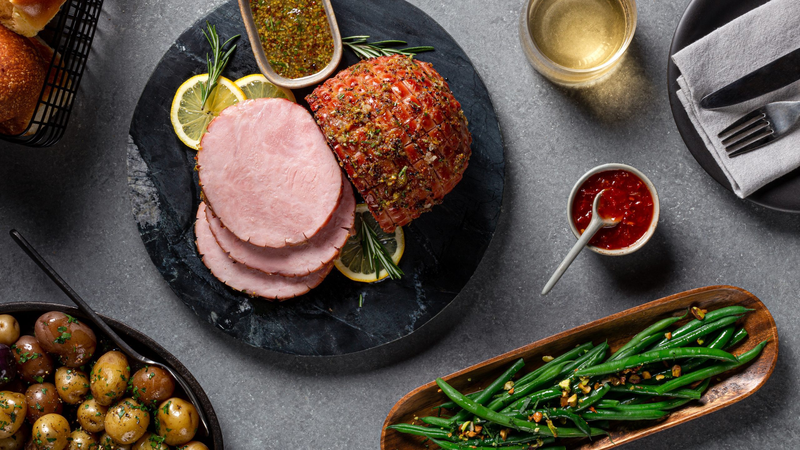 lemon and rosemary glazed ham
