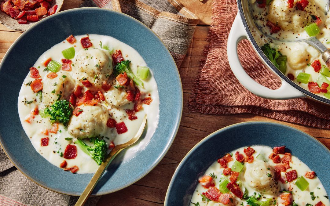 Bacon-Cheddar Soup with Dumplings