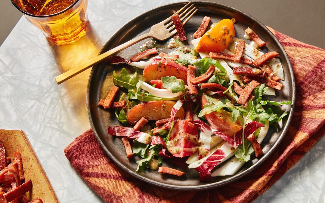 Beet, Apple and Fennel Salad with Frizzled Bologna