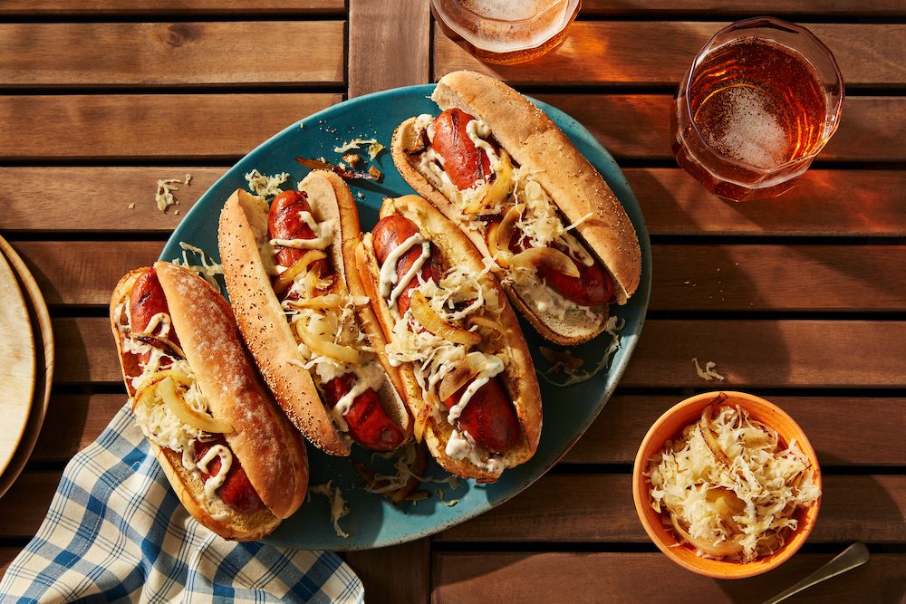 Grilled Smokies with Drunken Sauerkraut - Schneiders