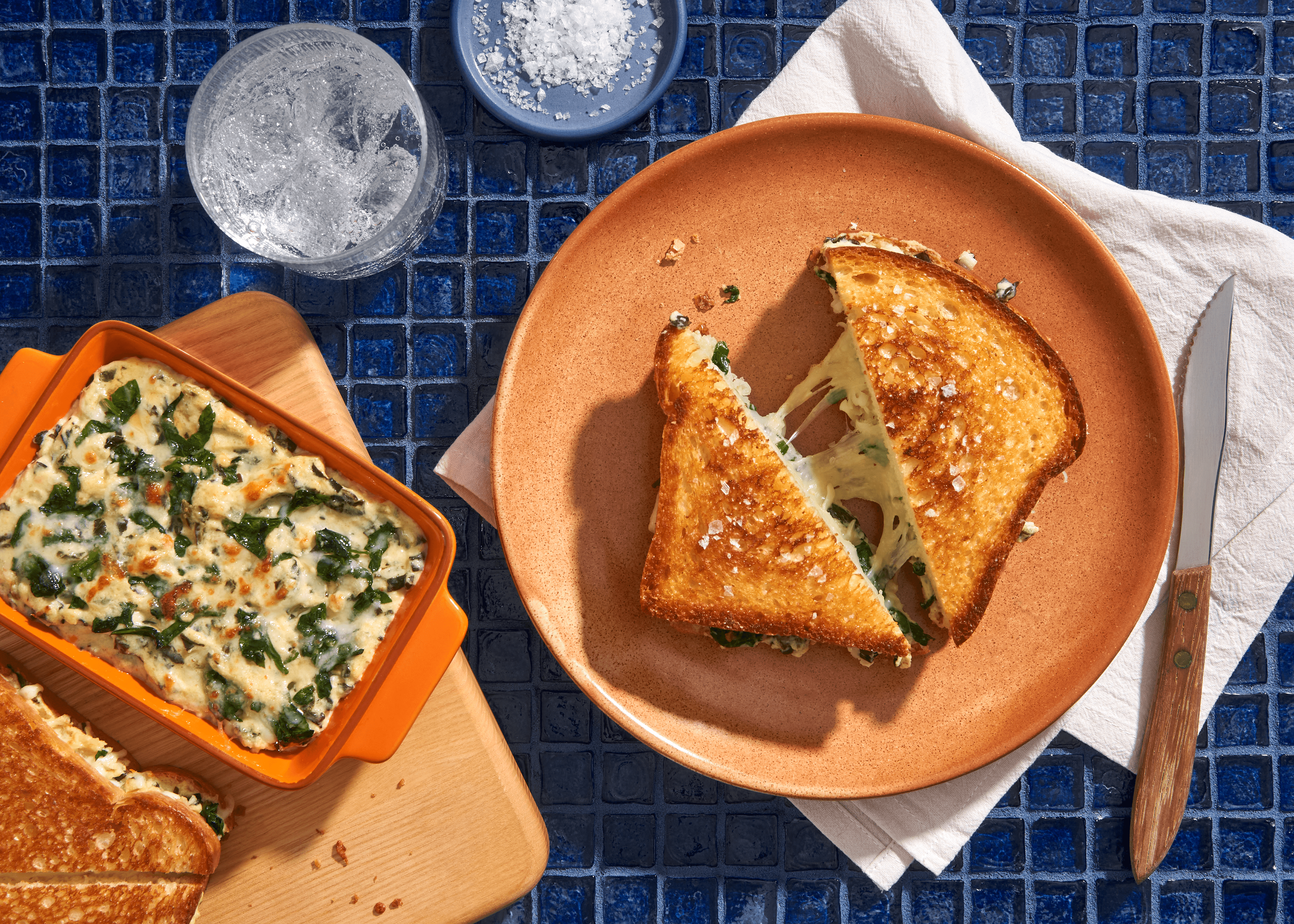 4 Cheese Spinach Dip Grilled Cheese